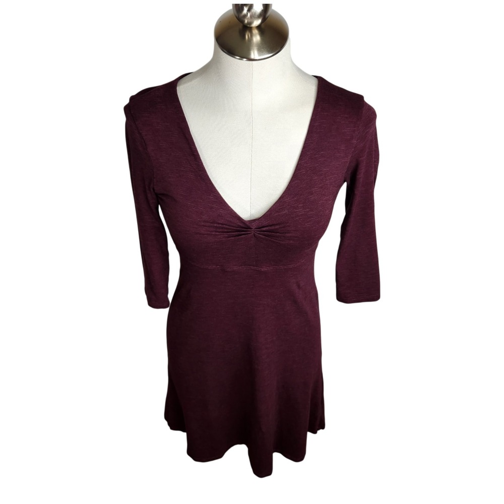 Horny Toad Rosalinda Dress‎ XS Purple V-Neck Tencel Organic Cotton 3/4 Sleeve